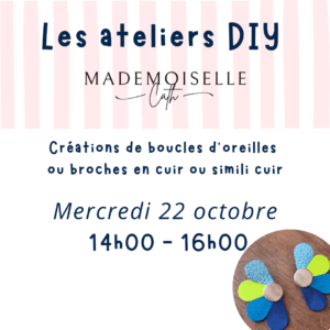 Atelier créatif – Boucles d’oreilles & broches en cuir Mercredi 22 octobre - 14h00 - 16h00