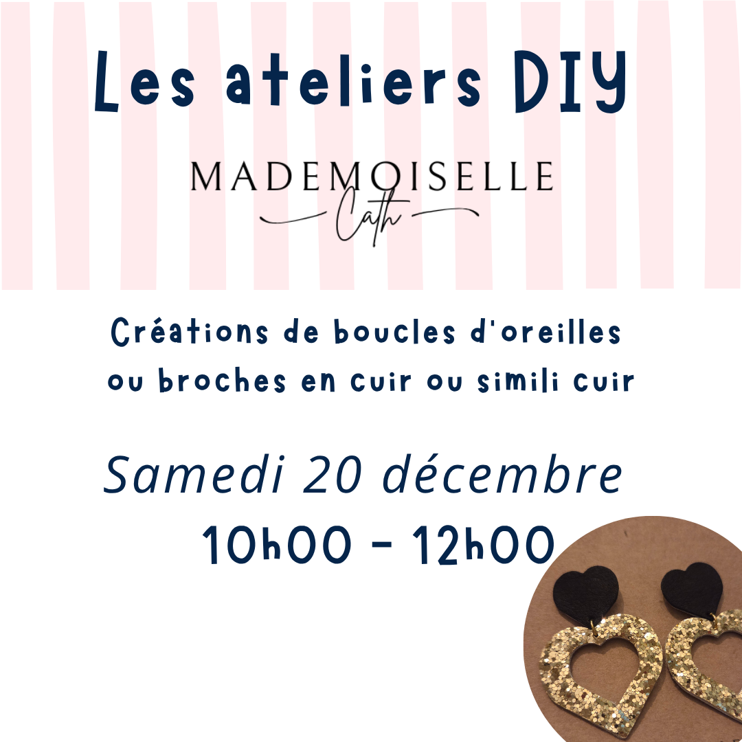 Atelier créatif – Boucles d’oreilles & broches en cuir - Samedi 20 décembre